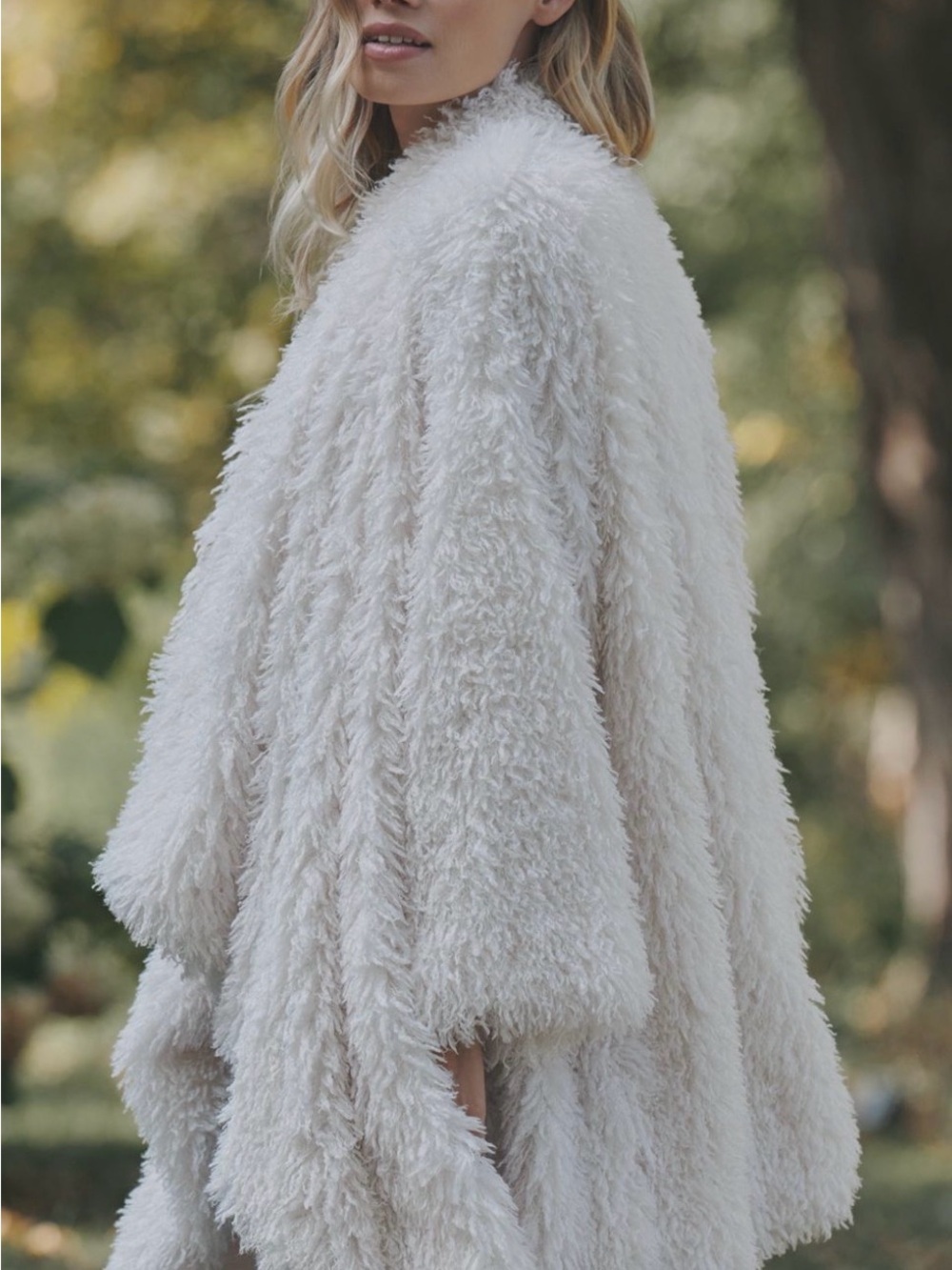 NWT Anthropologie Daily Practice Faux Fur Jacket Open Cardigan in Cream - Picture 3 of 9